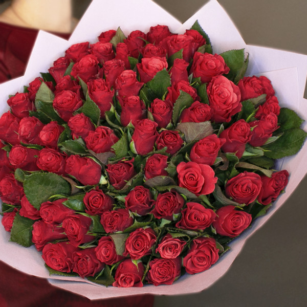 Букет из 51 красной кенийской розы
