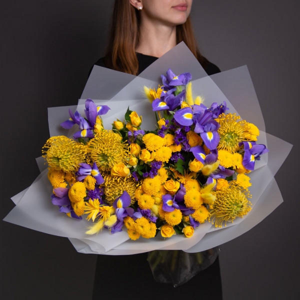 Букет Краски Ван Гога с хризантемами и ирисами maxi