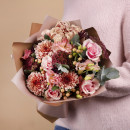 Букет «Бархатистый звон» с розой и хризантемой mini