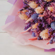 Букет из сухоцветов Закатное море с фалярисом вид 4