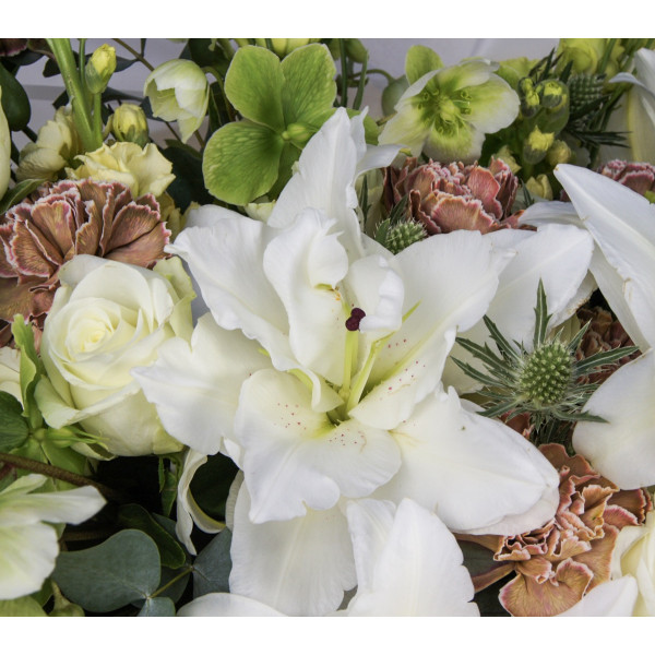 Букет Элис с лилиями, розами и гвоздикой вид 2
